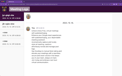 Auto Meeting Log for Google Meet