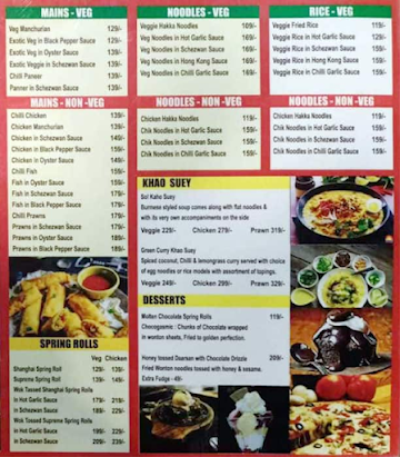 Chinese Cafe menu 
