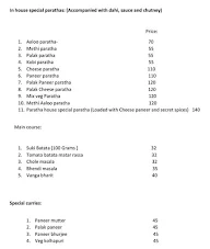 Paratha House menu 2