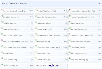 Ghee And Turmeric menu 