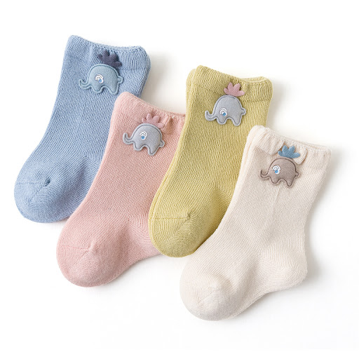Title 5, Cartoon Baby Elephant Socks In Tube Solid Color...