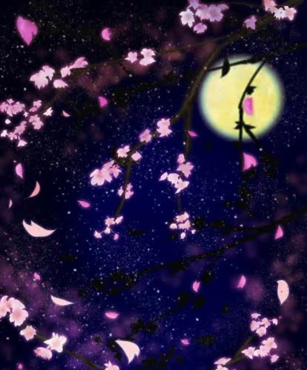 「月夜に舞う美しい桜」のメインビジュアル