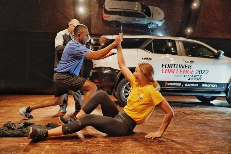 TimesLIVE challenger Keegan Chettiar and his teammate, Olympic medal-winner Bianca Buitendag, compete in the 2022 Fortuner Challenge.