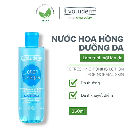 Nước hoa hồng Evoluderm bổ sung Vitamin E dành cho da thường 250ml