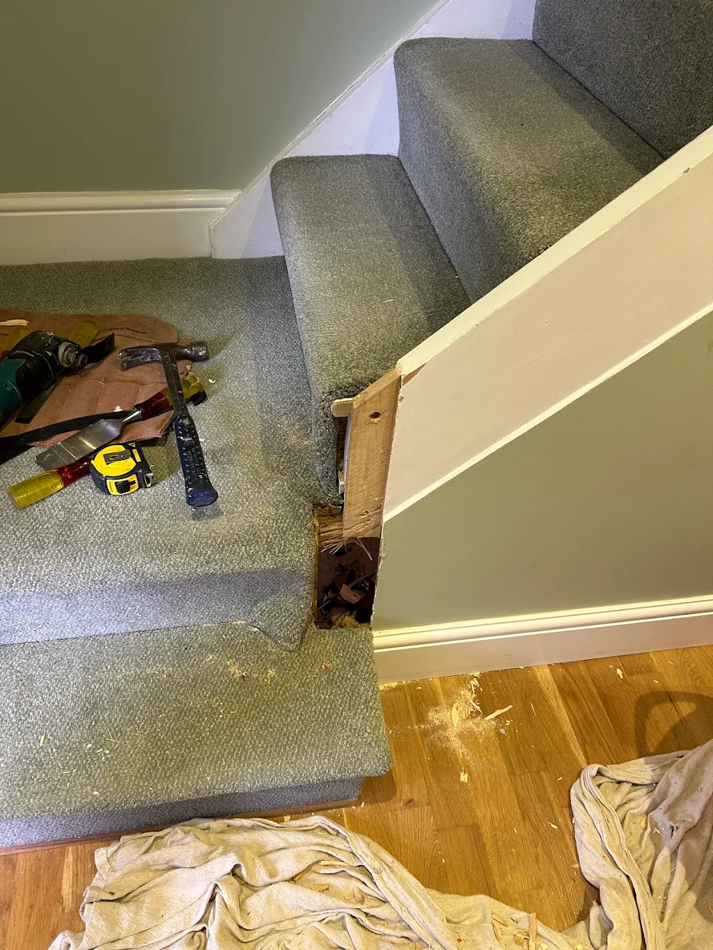 Album cover: New oak newel posts handrails, baserails , spindles and newel caps