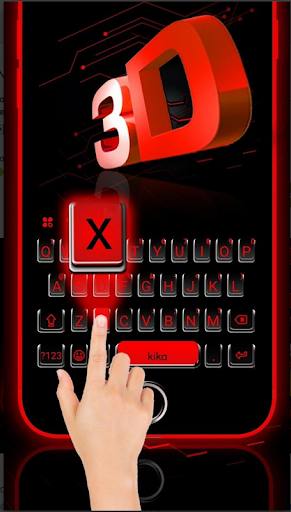 Classic 3D keyboard Neon Red Black Theme 2021