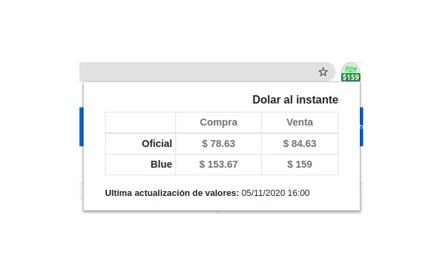 Dólar al instante chrome extension