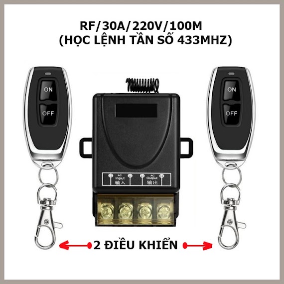 Bộ Công Tắc Điều Khiển Từ Xa 100M/ 4000W/30A/220V 2 Remote Điều Khiển