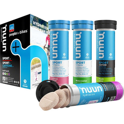 Nuun Hydration Tablets: People for Bikes Mixed Pack, Box of 4 Tubes