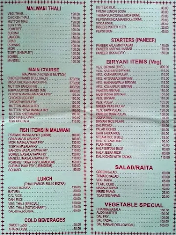 Hotel Sai Dham menu 