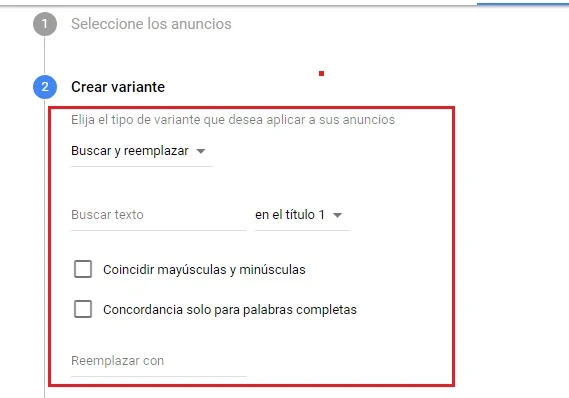 Variaciones de anuncios en Google Ads