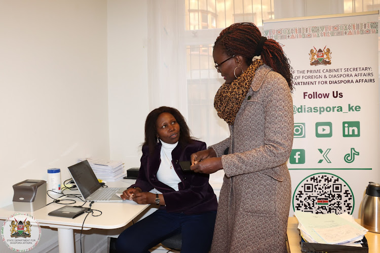 Kenyans in Sweden engaging in the Mobile Consular Services exercise on March 18,2024 in Stockholm.