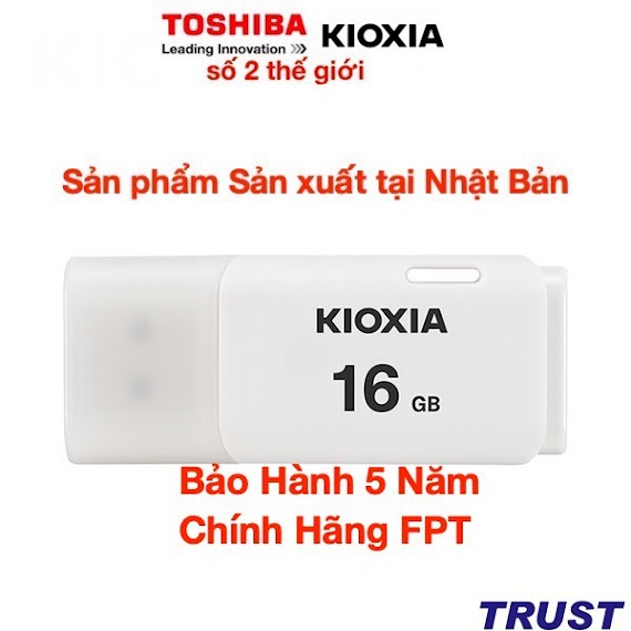 Usb 16Gb Kioxia (Toshiba) - Sản Xuất Tại Nhật Bản - U202 - 16Gb - Bảo Hành 5 Năm - Chính Hãng Fpt