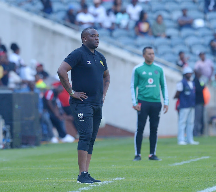 Cape Town City coach Benni McCarthy cuts a frustrated figure on the touchline.