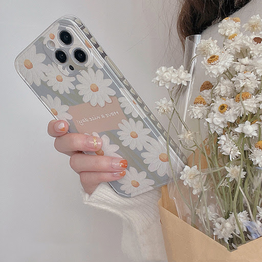 Title 5, Transparent Side Oil Painting Daisy Silicone Ph...