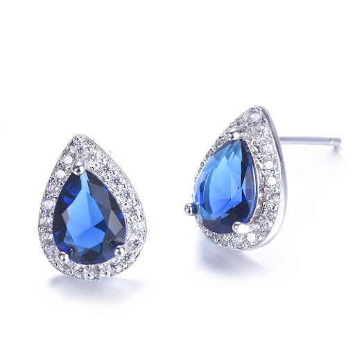Title 3, Royal blue drop earrings for women. Enhance you...