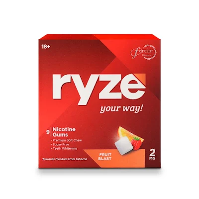 Ryze Nicotine Fruit Blast Sugar Free Gums Soft Chew 2mg 9s