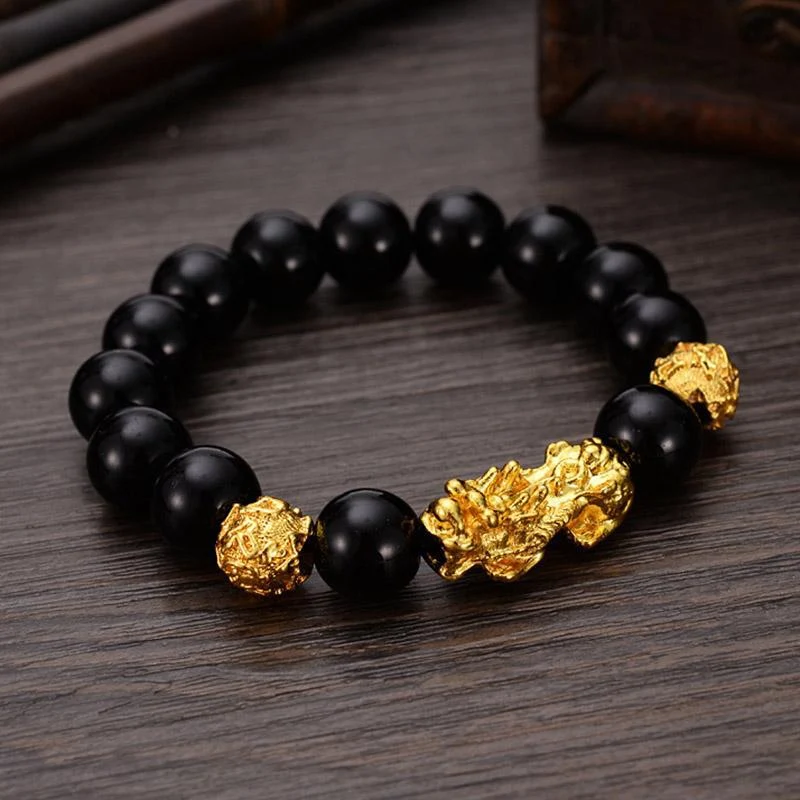 Title 1, Bracelet Brave avec perles de Bouddha Obsidian ...