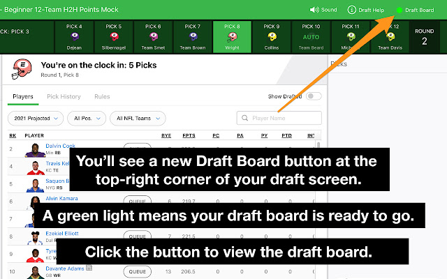 DraftNight Draft Board chrome extension