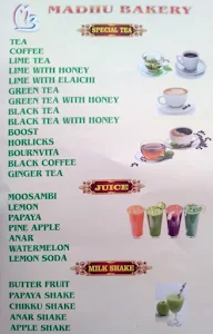 Madhu Bakery menu 1