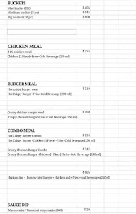 Five Star Chicken menu 2