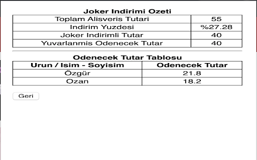 Yemeksepeti Joker Hesaplayici