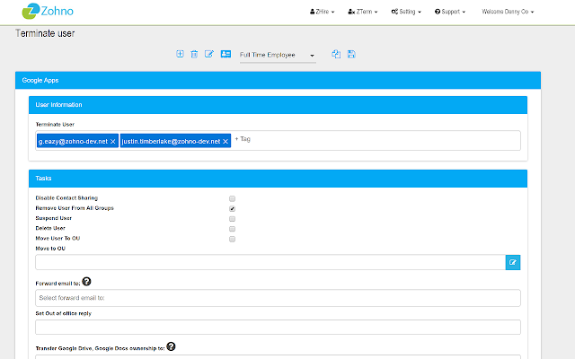 Screenshot of G Suite User Onboarding and Offboarding Tool