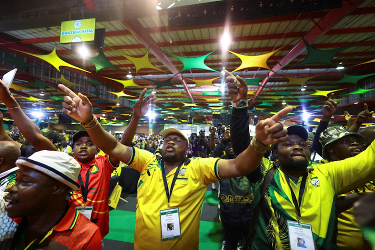 Delegates sing at the start of the ANC national conference at Nasrec, on December 16. Picture: SIPHIWE SIBEKO/REUTERS