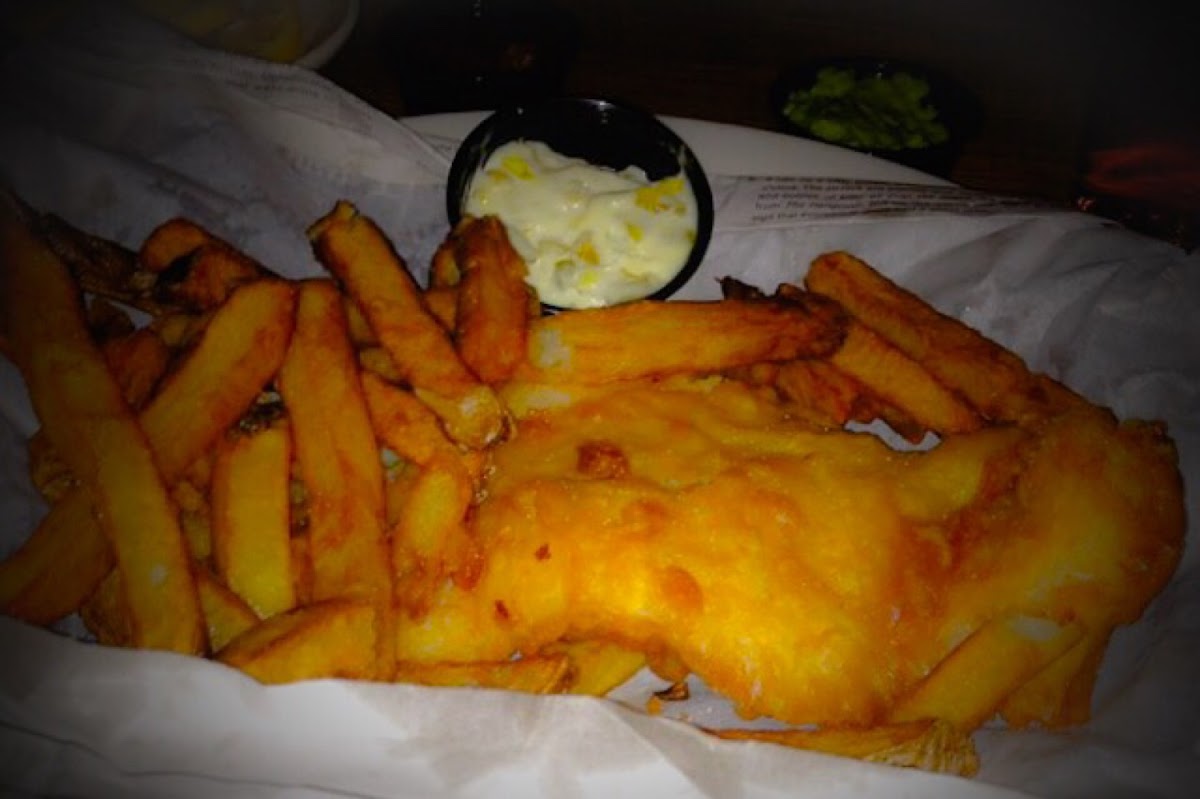 We have rice flour fish and chips!!  Yum!