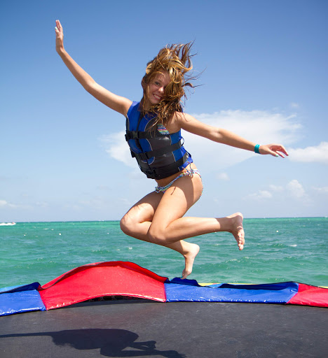 Have fun on a water trampoline (it's OK, it's your vacation!) on Grand Bahama Island. 