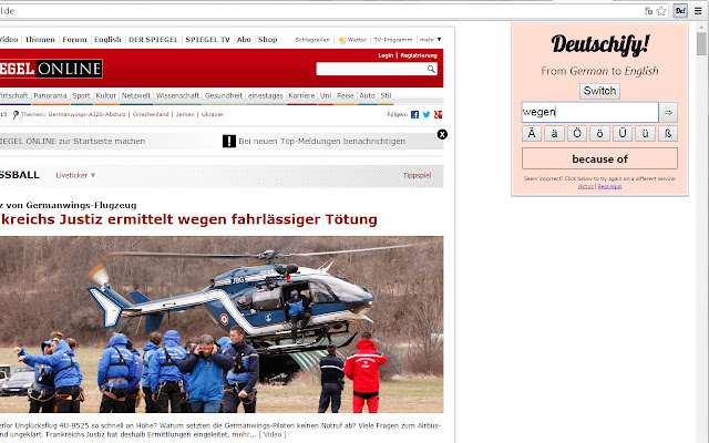 Deutschify chrome extension
