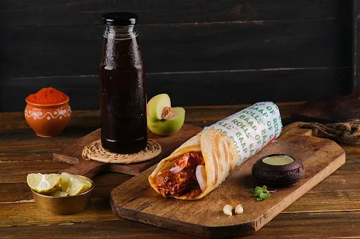 Chilli Garlic Paneer Roll & Peach Iced Tea