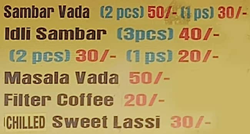 Real South Indian Cafe menu 