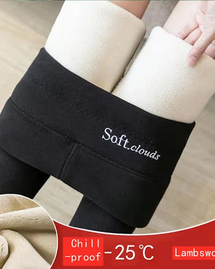 Thermal Lambwool Leggings Women Winter Thicken Fleece Lin... - 2