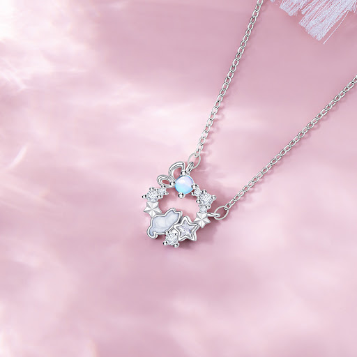 Title 9, Cute Kitten Necklace For Women, featuring zirco...