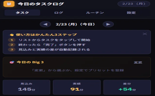 今日のタスクログ