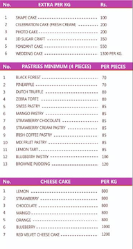 Splendid Cakes menu 3