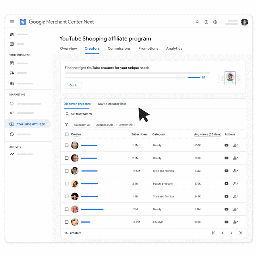 Create a new creator list