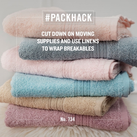 #packhack no. 734 - cut down on moving supplies and use linens to wrap breakables