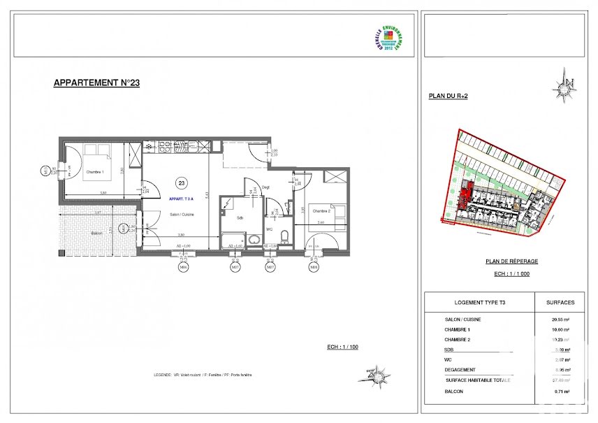 Vente appartement 3 pièces 56 m² à Beziers (34500), 176 490 €