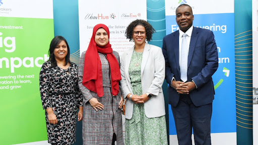 From left: Anjani Harjeven, WomHub COO; Naadiya Moosajee, WomHub co-founder; Lyle Horsely, department head for fintech at SARB; and Kweku Bedu-Addo, CEO of Standard Chartered Bank.