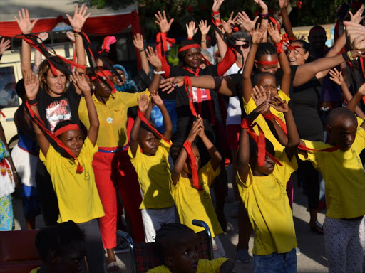 Young children join Malindi Italian and local women in the '1 billion rising' campaign against gender based violence at Bar Bar centre on Friday, February 15, 2019. /ALPHONCE GARI