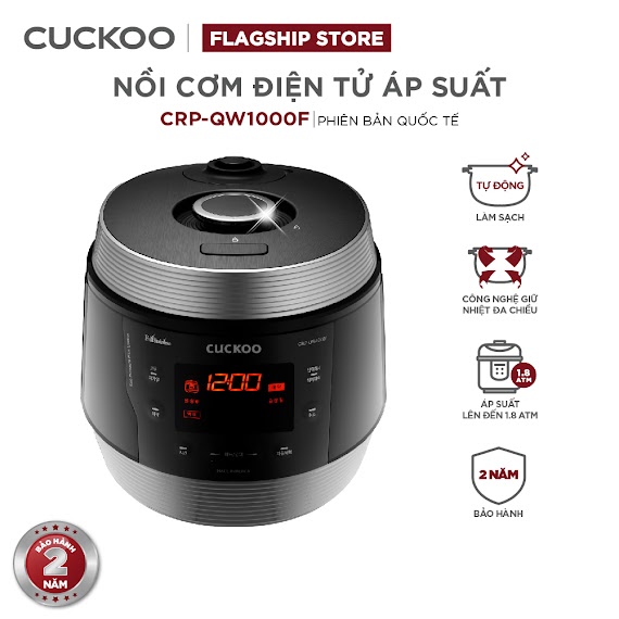 Nồi Cơm Điện Tử Áp Suất Cuckoo 1.8L Crp - Qw1000F (Tiếng Anh) - Lòng Nồi Phủ Men Xwall Độc Quyền - Bảng Điều Khiển Thông Minh - Nhiều Chế Độ Nấu Ăn - Sản Xuất Tại Hàn Quốc - Hàng Chính Hãng Cuckoovina