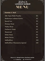 Zahra's Lucknow Darbar menu 2