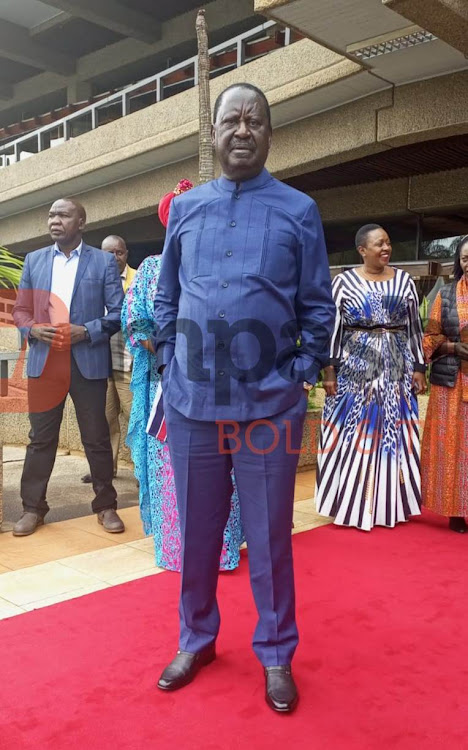 Sabina Chege, Martha Karua, Junet Mohammed, Gideon Moi, Wafula Wamunyinyi and Raila Odinga waiting for President Uhuru Kenyatta at KICC