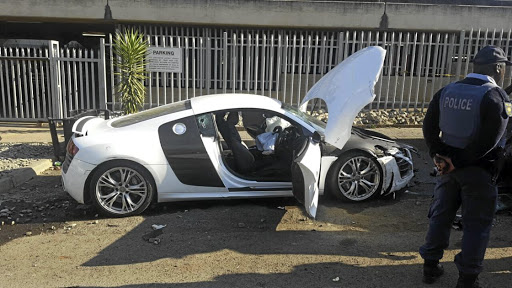 CRASH BOOM: Ralph Stanfield's Audi R8 Picture: TWITTER