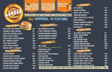 Insta Burger Cafe, Kaushik Enclave menu 