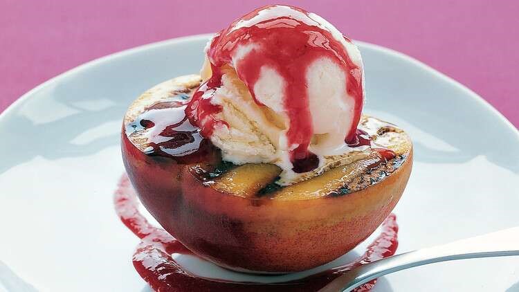 Grilled Peach Melba 