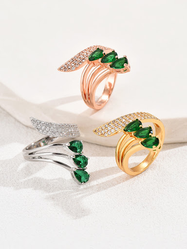 Title 6, Fashion Zircon Horse Eye Water Drop Ring for Wo...