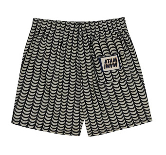 Mami Wata Tofu surf trunks ecru and black R849.